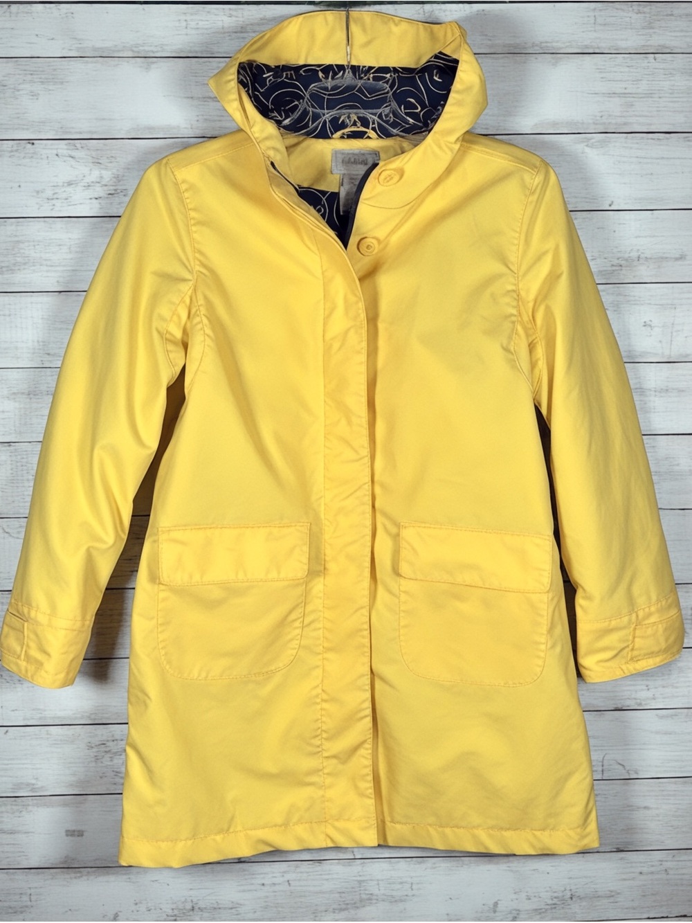 L.L. Bean Hooded Water Repellent Cotton Vibrant Yellow Lined Field Coat L